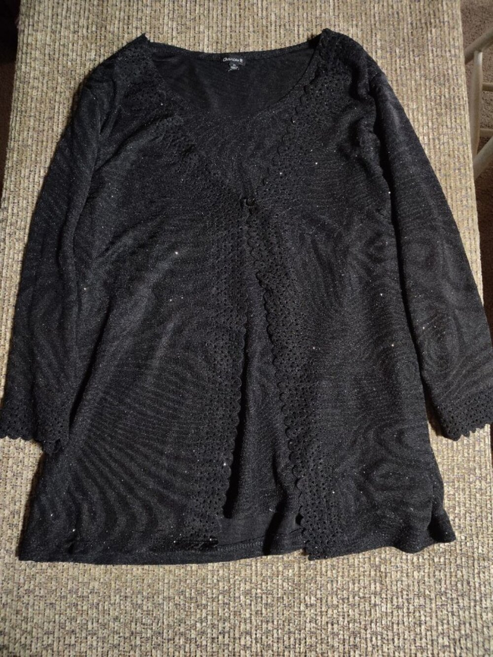Chances R Womens Cadigan XL Open Front Sparkly Black